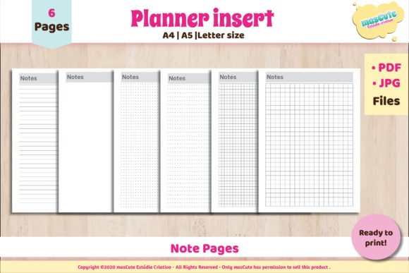 Download Note Pages Set ,Planner Insert A5 A4 - Planner insert Collection