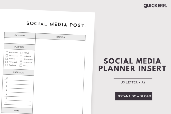 Download Social Media Post Planner Insert - Planner insert Collection