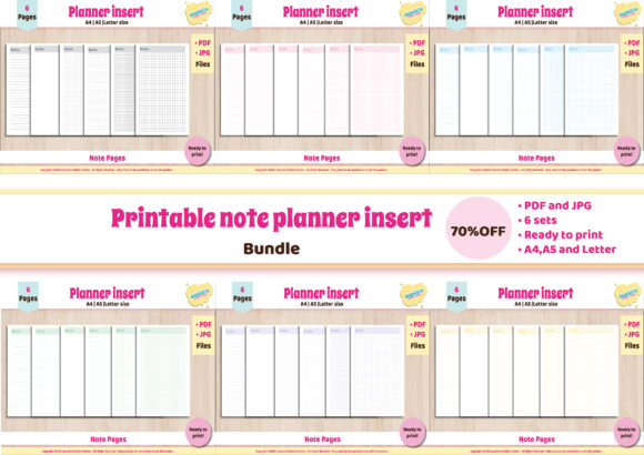 Download Note Pages Set,Planner Insert Bundle - Planner insert Collection