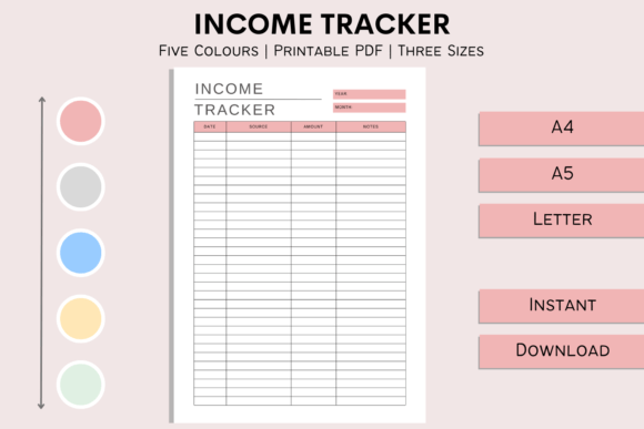 Download Income Tracker Printable Planner Insert - Planner insert Collection