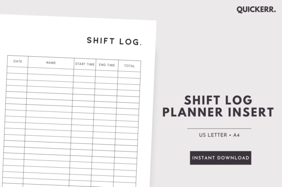 Download Shift Log Printable Planner Insert - Planner insert Collection